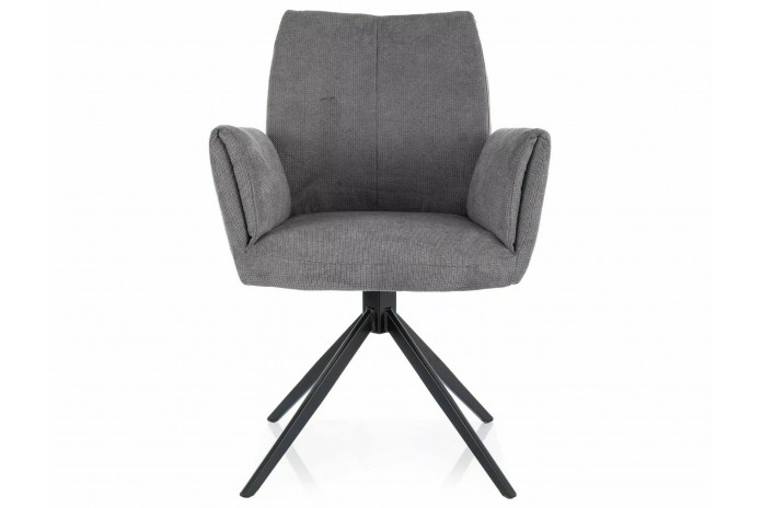 Chaise rembourrée avec accoudoirs en tissu pivotante 180° et pieds en métal Coco II