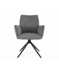 Chaise rembourrée avec accoudoirs en tissu pivotante 180° et pieds en métal Coco II