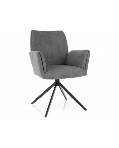 Chaise rembourrée avec accoudoirs en tissu pivotante 180° et pieds en métal Coco II