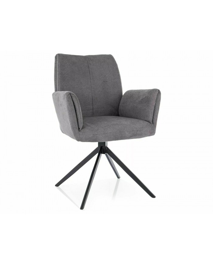 Chaise rembourrée avec accoudoirs en tissu pivotante 180° et pieds en métal Coco II