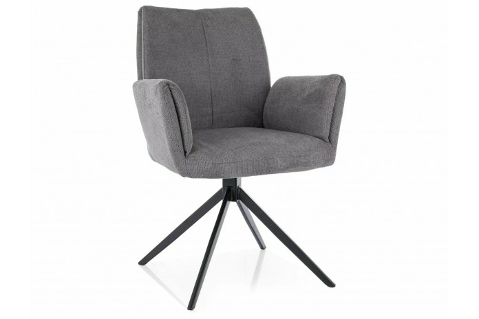 Chaise rembourrée avec accoudoirs en tissu pivotante 180° et pieds en métal Coco II