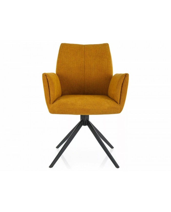 Chaise rembourrée avec accoudoirs en tissu pivotante 180° et pieds en métal Coco II