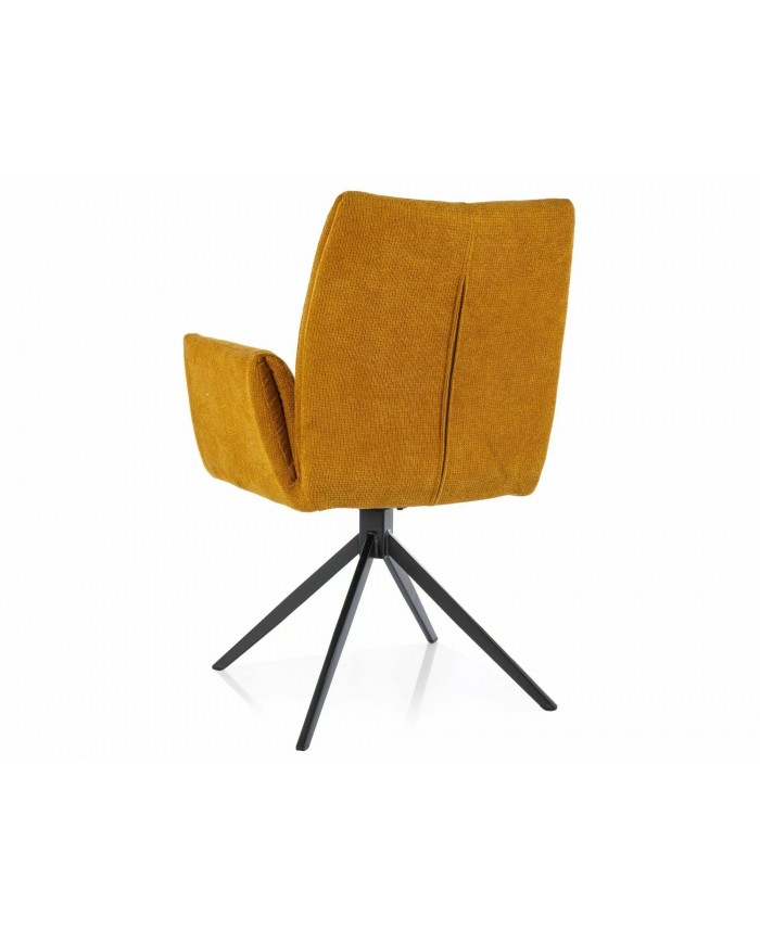 Chaise rembourrée avec accoudoirs en tissu pivotante 180° et pieds en métal Coco II