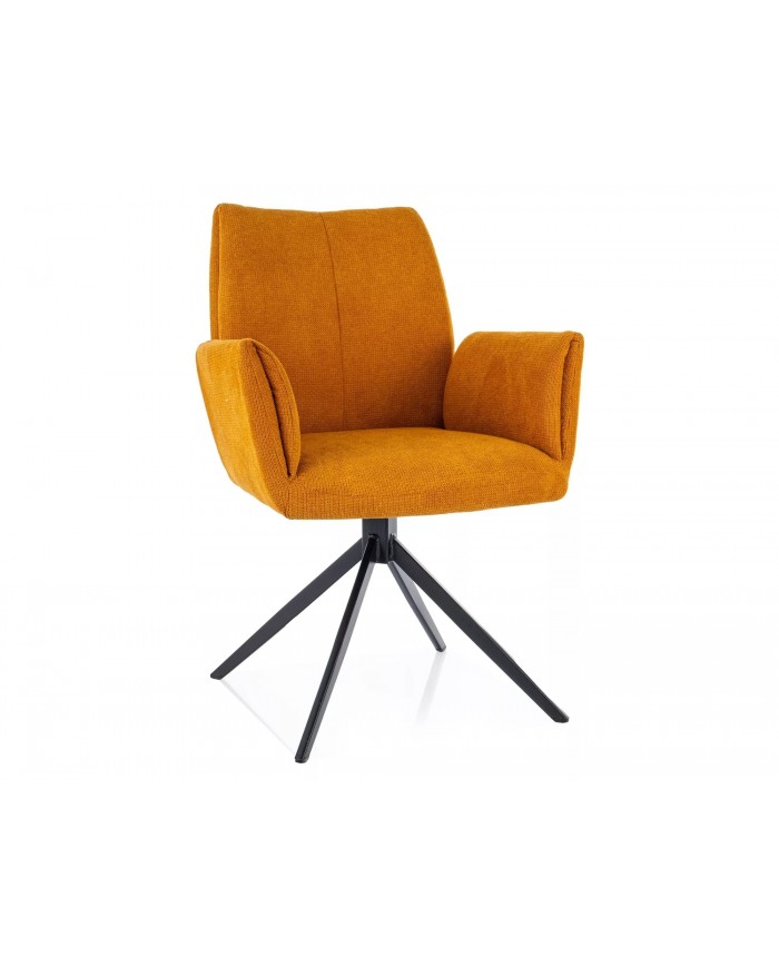 Chaise rembourrée avec accoudoirs en tissu pivotante 180° et pieds en métal Coco II