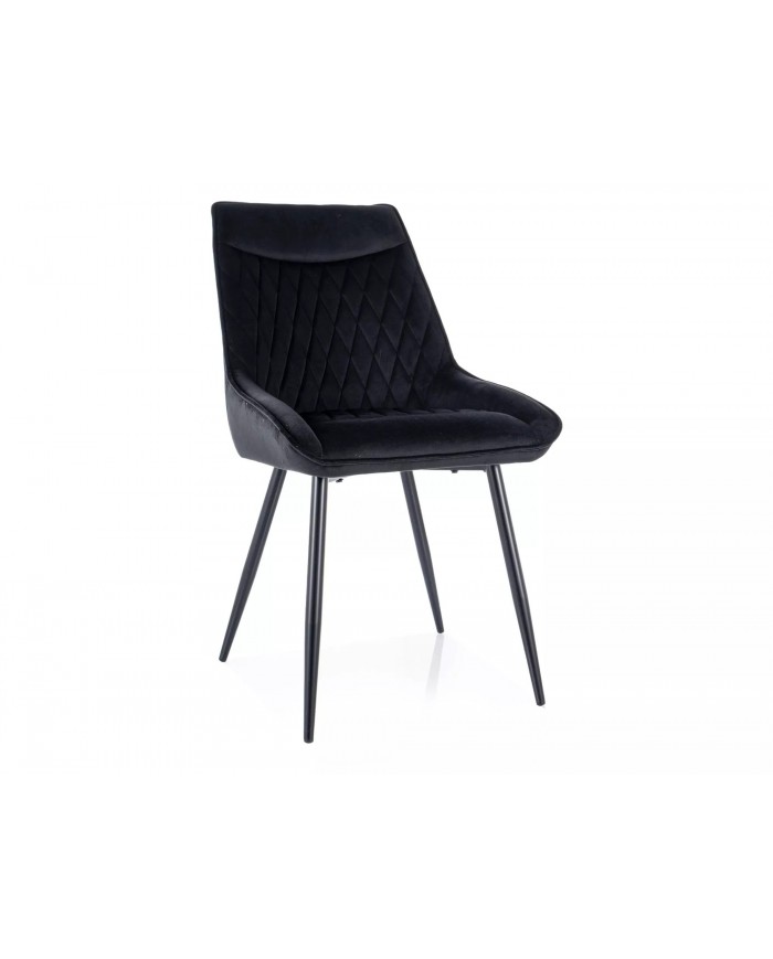 Chaise rembourrée en velours avec poignée et pieds métal Agat