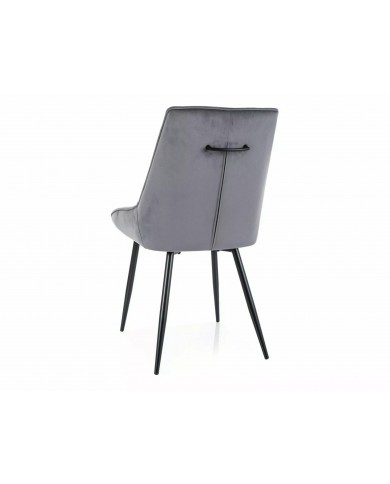 Chaise rembourrée en velours avec poignée et pieds métal Agat
