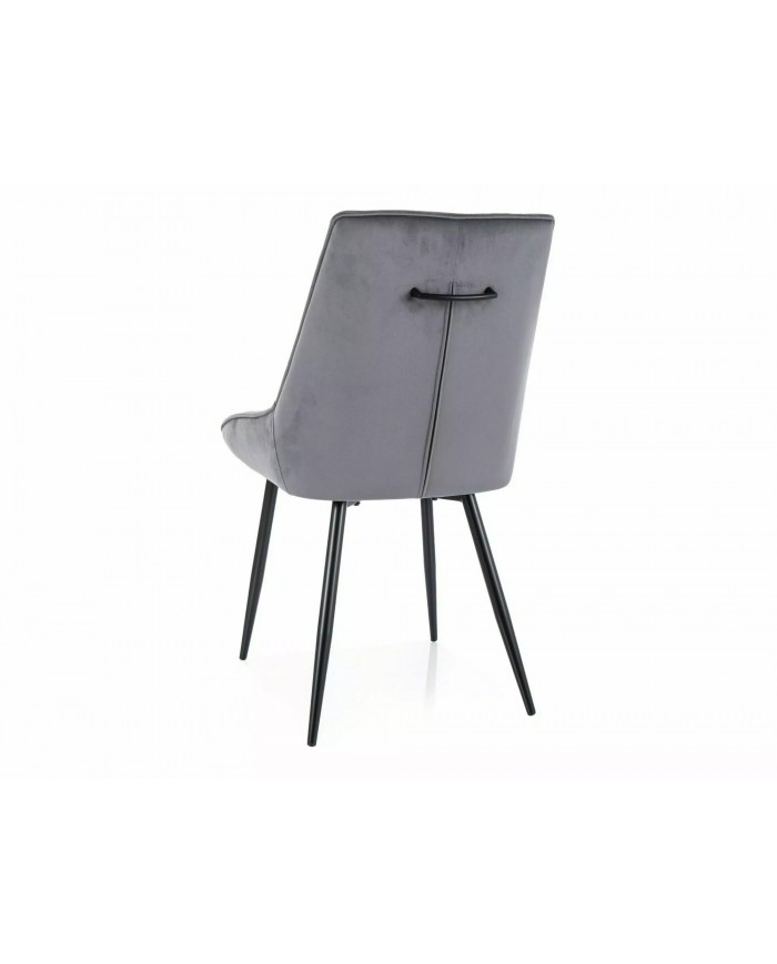 Chaise rembourrée en velours avec poignée et pieds métal Agat