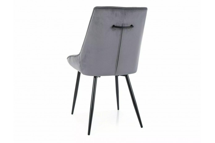 Chaise rembourrée en velours avec poignée et pieds métal Agat