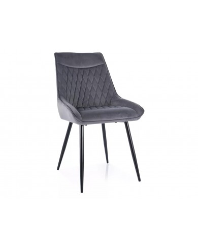 Chaise rembourrée en velours avec poignée et pieds métal Agat