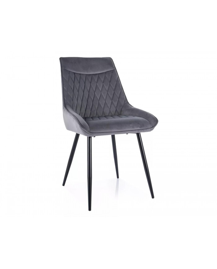 Chaise rembourrée en velours avec poignée et pieds métal Agat