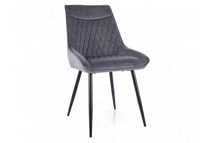 Chaise rembourrée en velours avec poignée et pieds métal Agat