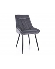 Chaise rembourrée en velours avec poignée et pieds métal Agat