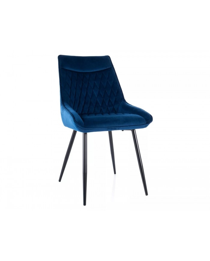 Chaise rembourrée en velours avec poignée et pieds métal Agat