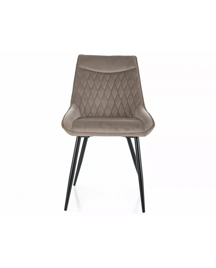 Chaise rembourrée en velours avec poignée et pieds métal Agat