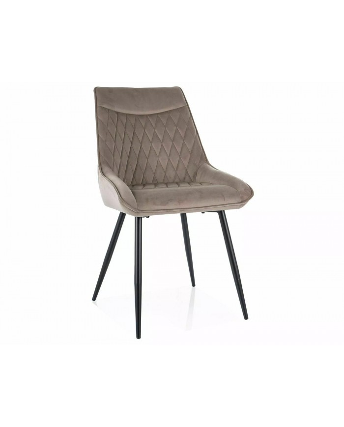 Chaise rembourrée en velours avec poignée et pieds métal Agat