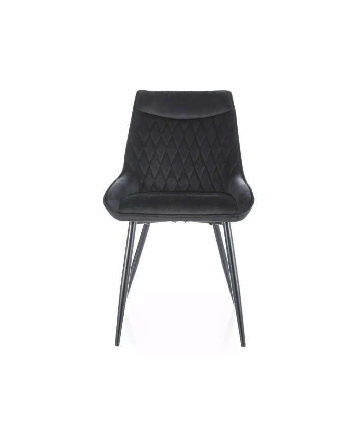 Chaise rembourrée en velours avec poignée et pieds métal Agat