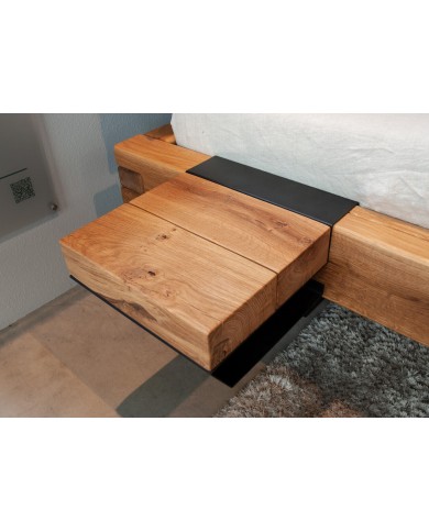 Lit chene massif sauvage huilé - Pieds métal - tète de lit matelassée -  POUR LES AMATEURS DE MOBILIER D’EXCEPTION.