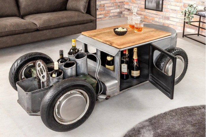 Table basse design avec range bouteilles RETRO RIDER