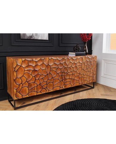 Commode buffet en bois de massif de manguier 4 portes 180 cm MAGMA