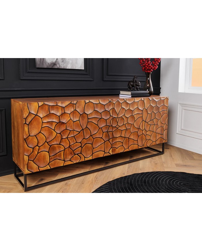 Commode buffet en bois de massif de manguier 4 portes 180 cm MAGMA