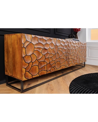 Commode buffet en bois de massif de manguier 4 portes 180 cm MAGMA