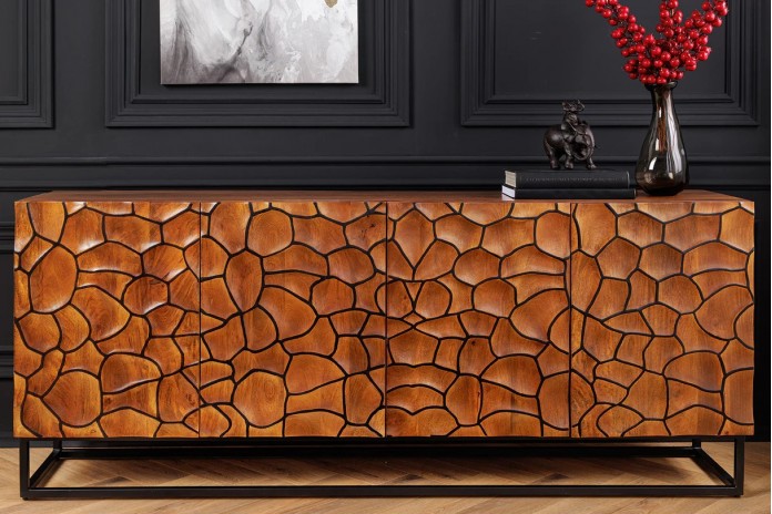 Commode buffet en bois de massif de manguier 4 portes 180 cm MAGMA