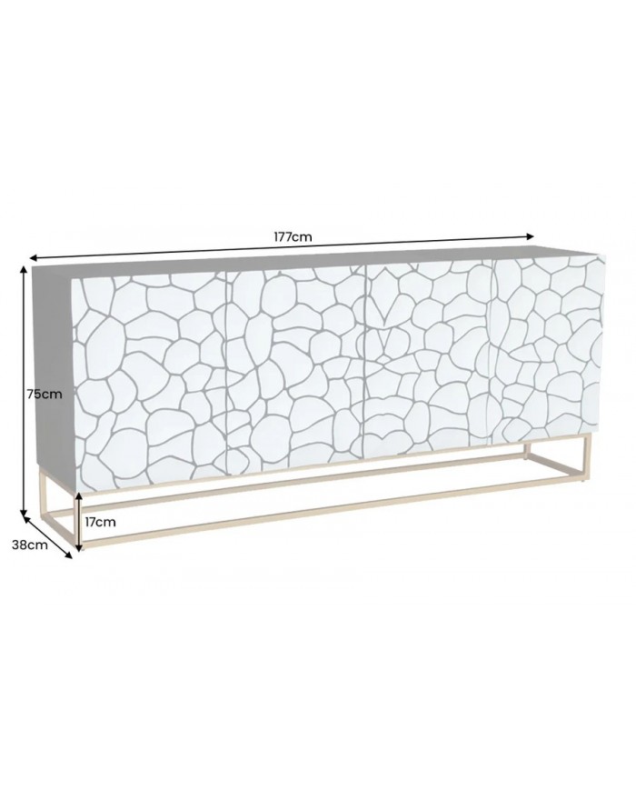 Commode buffet en bois de massif de manguier 4 portes 180 cm MAGMA