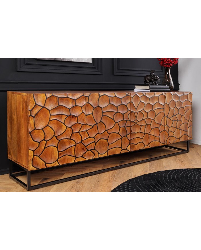 Commode buffet en bois de massif de manguier 4 portes 180 cm MAGMA
