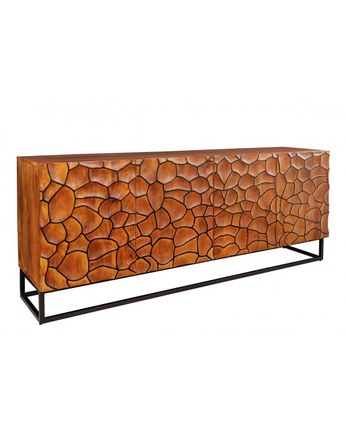Commode buffet en bois de massif de manguier 4 portes 180 cm MAGMA