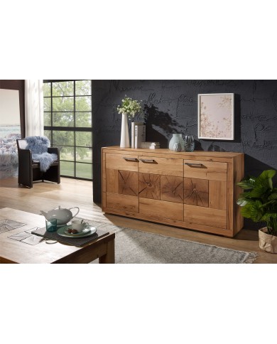 Commode chêne massif huilé - 3 portes collection Intemporel