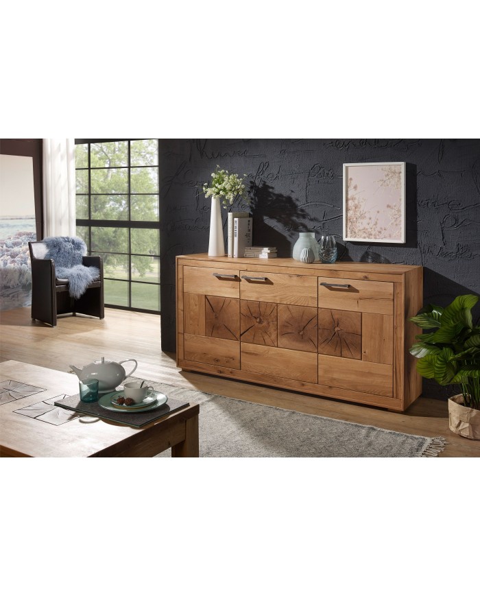 Commode chêne massif huilé - 3 portes collection Intemporel