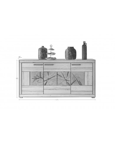 Commode chêne massif huilé - 3 portes collection Intemporel