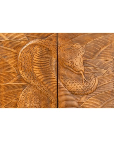 Buffet serpent sculpté en bois de manguier 120 cm  COBRA