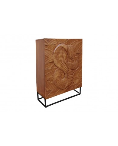 Buffet serpent sculpté en bois de manguier 120 cm  COBRA