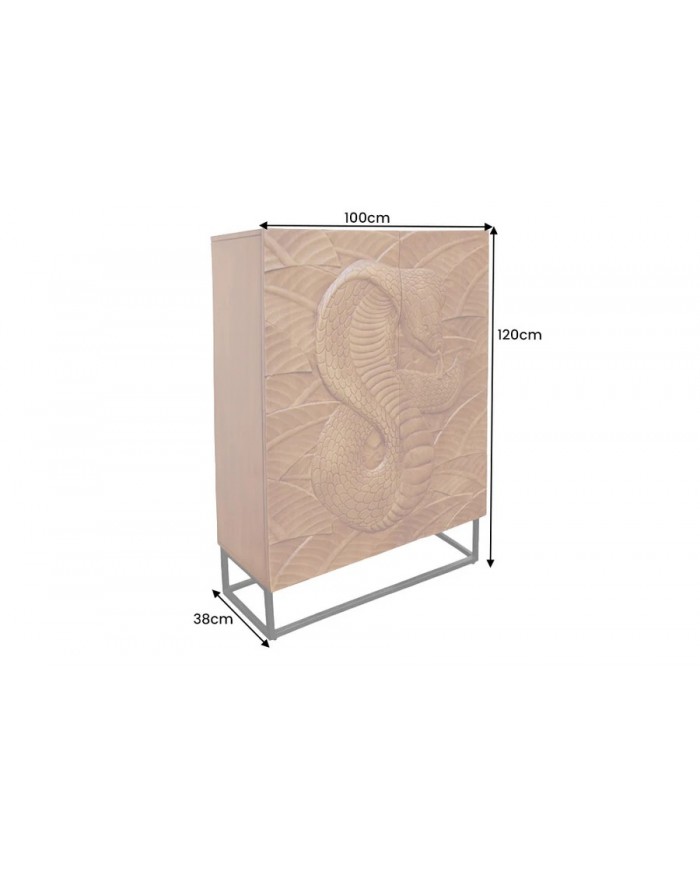 Buffet serpent sculpté en bois de manguier 120 cm  COBRA