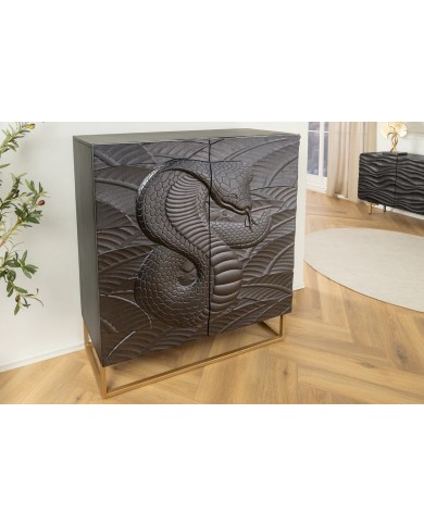 Buffet serpent sculpté en bois de manguier 120 cm  COBRA