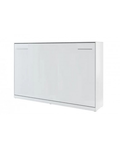 Armoire lit escamotable relevable horizontal 140x200 cm blanc mat Premium + matelas Premia 140x200 cm
