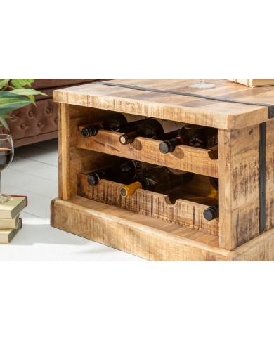 Table basse fonction bar en bois de manguier naturel 100 cm CAVISTO