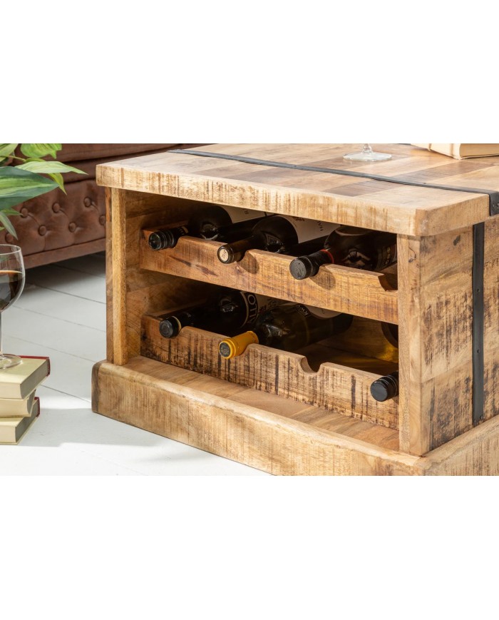 Table basse fonction bar en bois de manguier naturel 100 cm CAVISTO