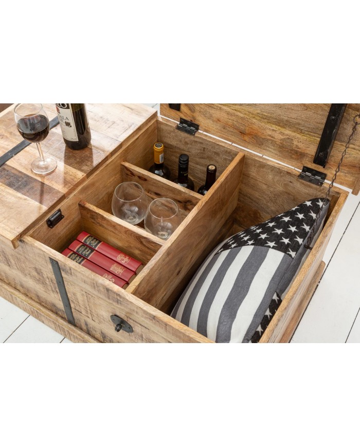 Table basse fonction bar en bois de manguier naturel 100 cm CAVISTO
