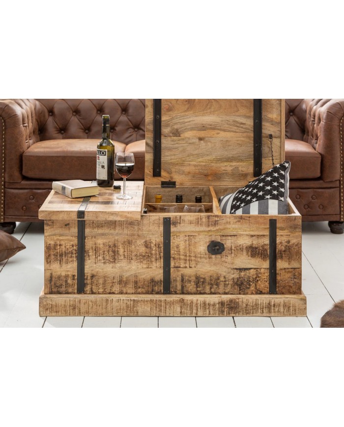 Table basse fonction bar en bois de manguier naturel 100 cm CAVISTO