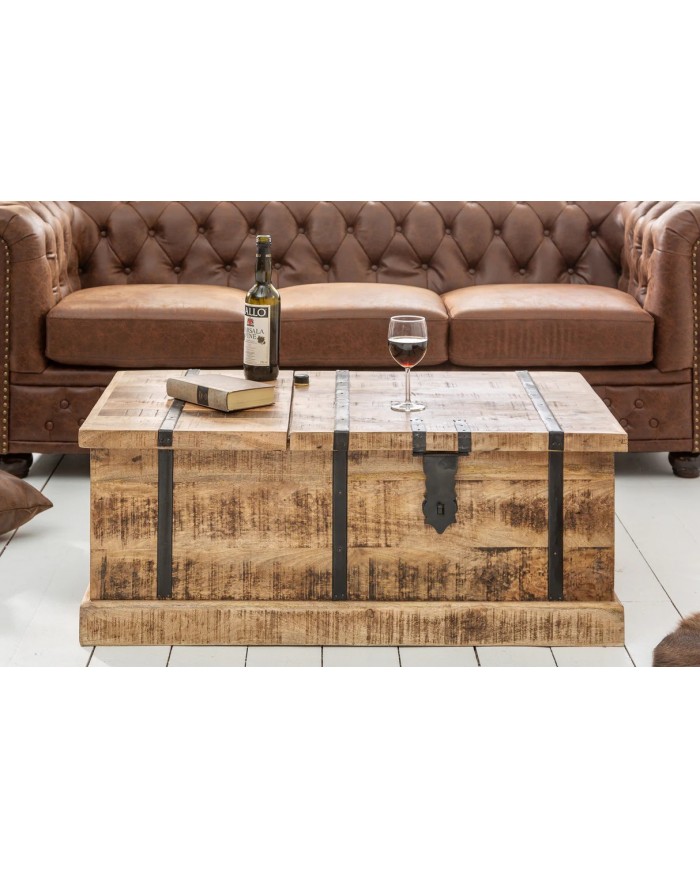 Table basse fonction bar en bois de manguier naturel 100 cm CAVISTO