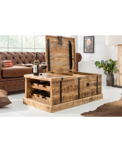 Table basse fonction bar en bois de manguier naturel 100 cm CAVISTO