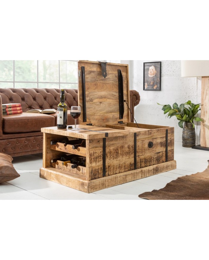 Table basse fonction bar en bois de manguier naturel 100 cm CAVISTO