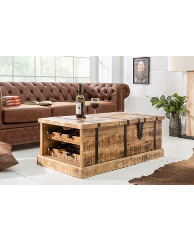 Table basse fonction bar en bois de manguier naturel 100 cm CAVISTO