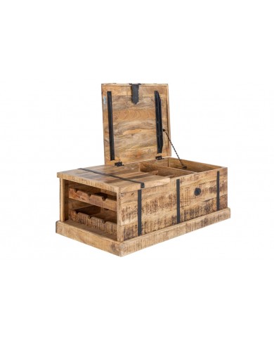 Table basse fonction bar en bois de manguier naturel 100 cm CAVISTO