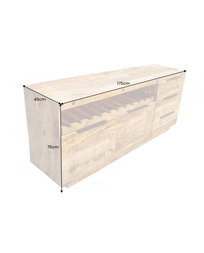 Buffet de garde à vin bois précieux de manguier - 175 cm VIGNOBLE