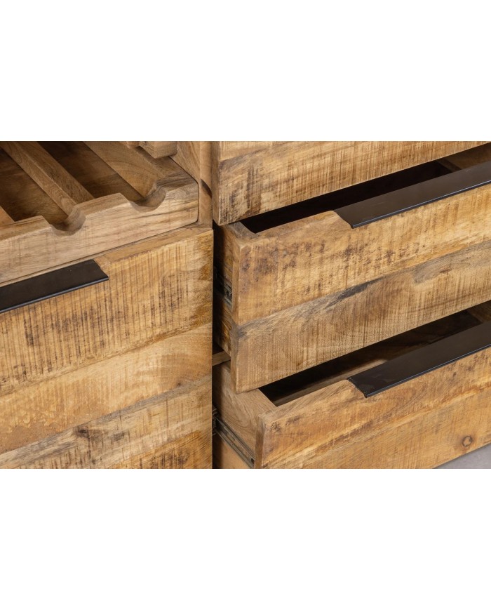 Buffet de garde à vin bois précieux de manguier - 175 cm VIGNOBLE