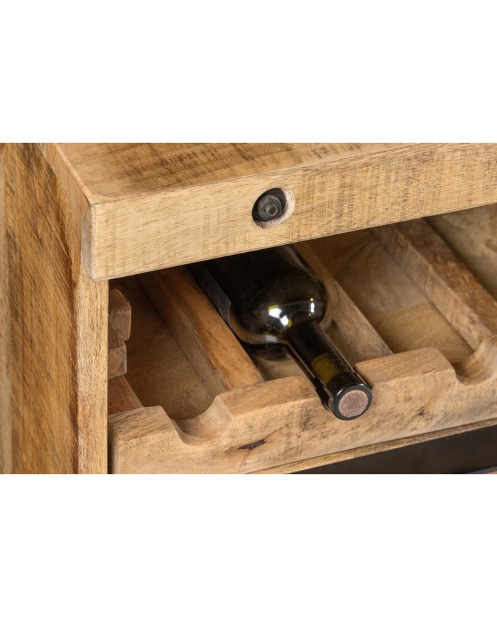 Buffet de garde à vin bois précieux de manguier - 175 cm VIGNOBLE