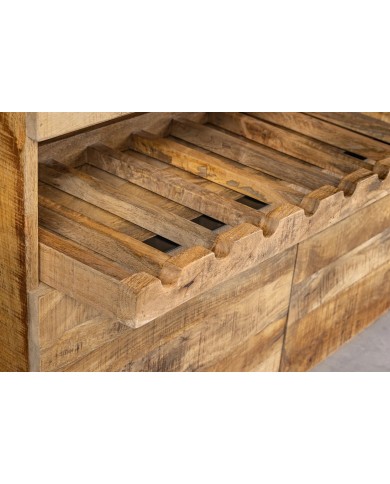 Buffet de garde à vin bois précieux de manguier - 175 cm VIGNOBLE